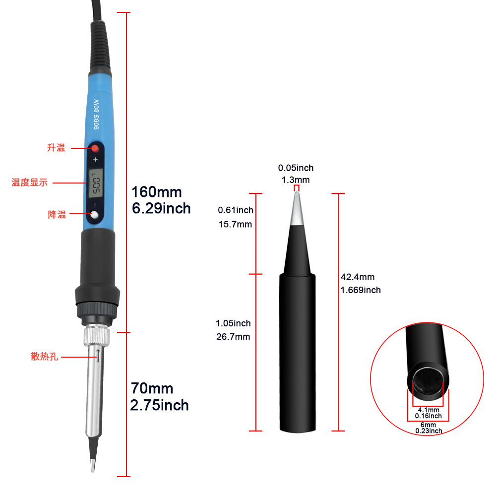 80W calefacción interna pantalla digital temperatura ajustable temperatura constante soldadura eléctrica traje eléctrico luotie soldadura eléctrica pluma herramientas de reparación del hogar
