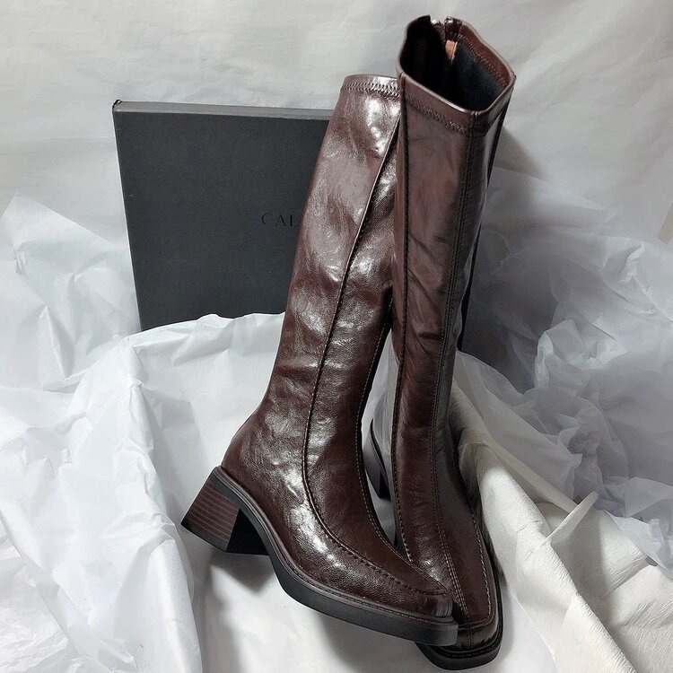 Over-the-knee boots are extremely stylish, women's chunky high-heeled boots, new trendy black high-tube riding boots for autumn and winter 2026