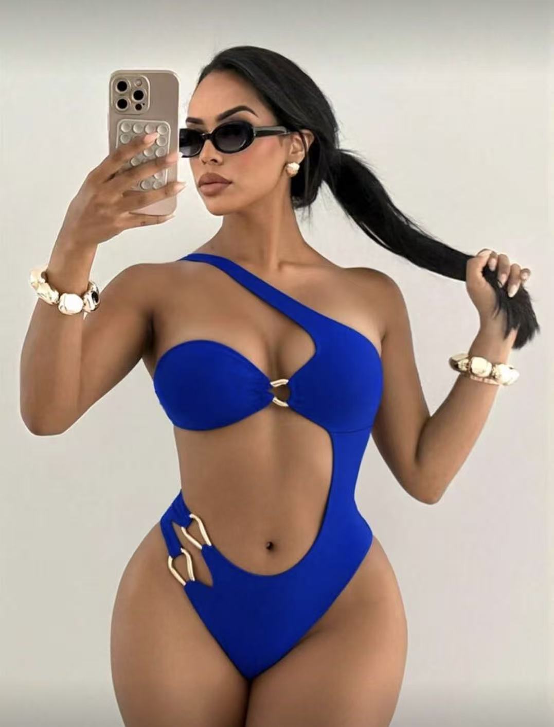 Stock2026 Europa y los Estados Unidos nuevos bikini unidos bikini color sólido sexy trajes de baño transfronterizos trajes de baño