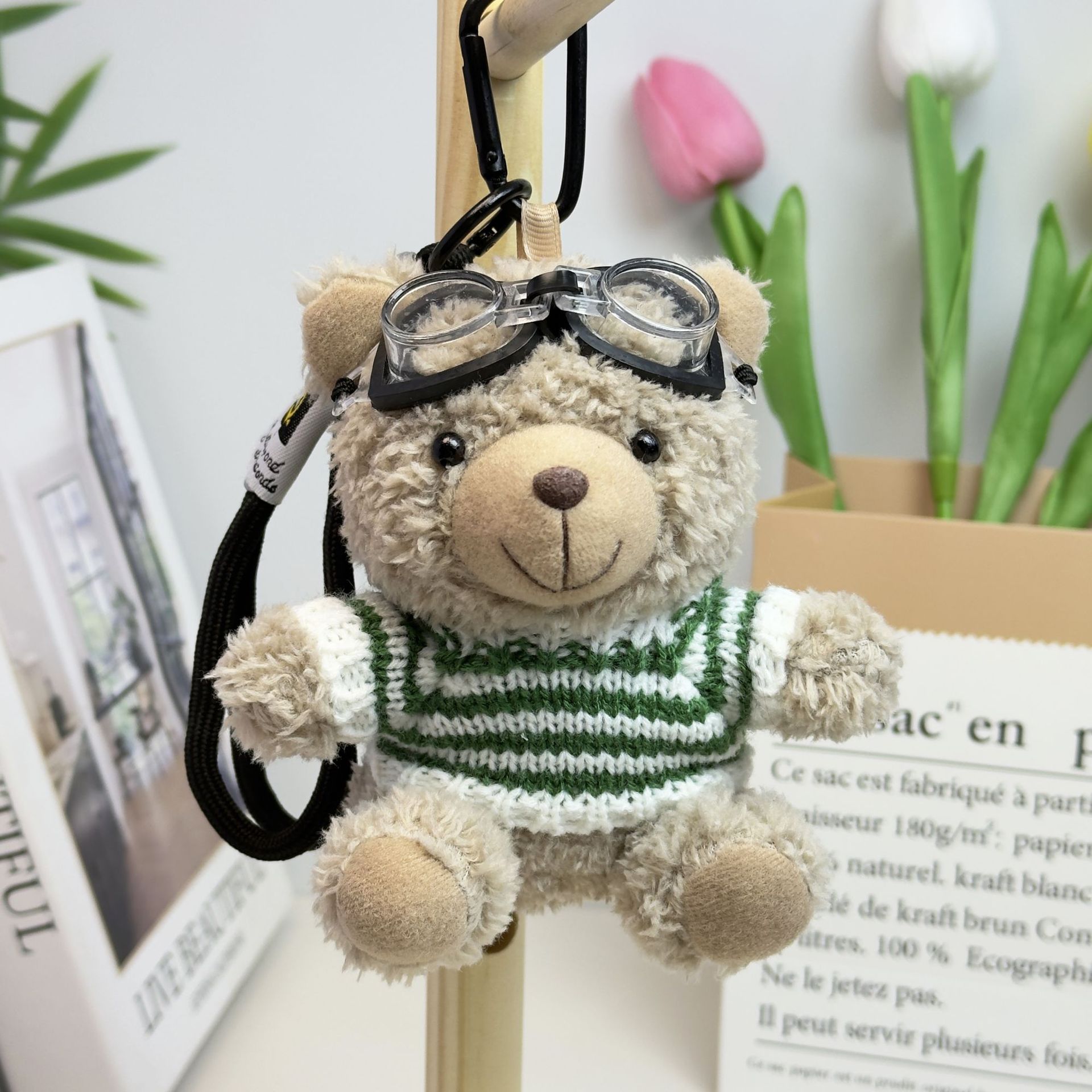 Suéter Teddy Bear Keychain bolsas colgantes muñecas de peluche creativas lindas gafas piloto Teddy Bear