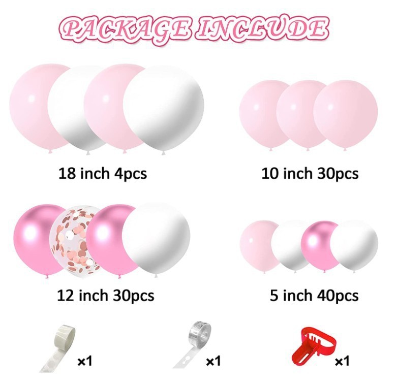 Pink white metal pink rose gold confetti balloon baby girl shower decoration birthday wedding party balloon wholesale