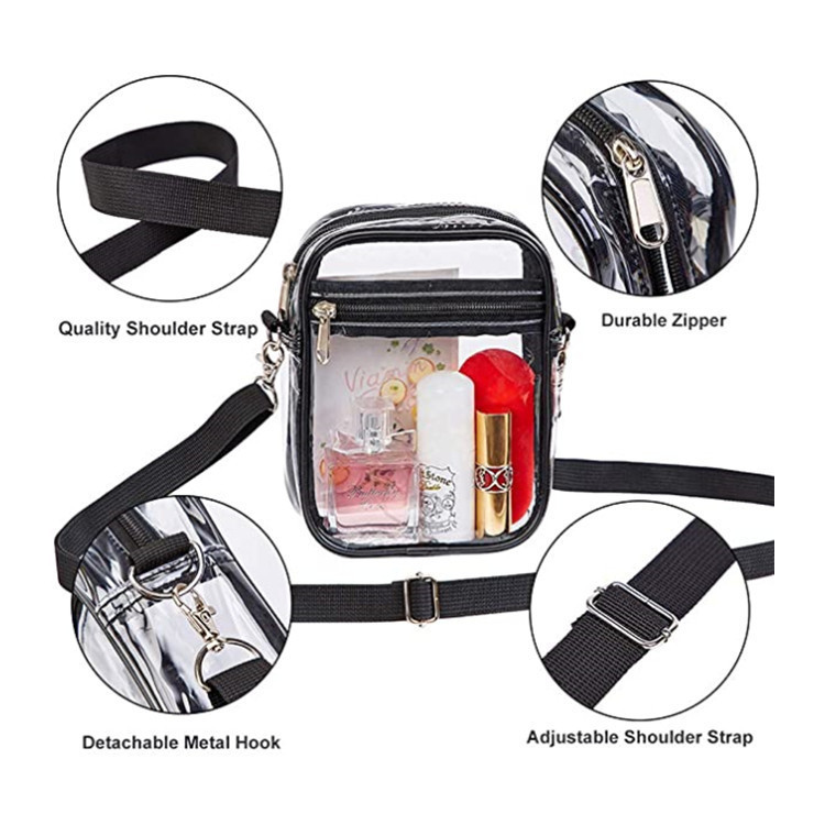Amazon bolsa de mensajero transparente especial PVC pequeña bolsa cuadrada bolsa transparente impermeable bolsa transparente cartera crossbody bolsa transparente