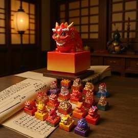 吉兽耀岁印玺盲盒创意新年礼物好运吉祥玉玺印章祥瑞桌面摆件批发