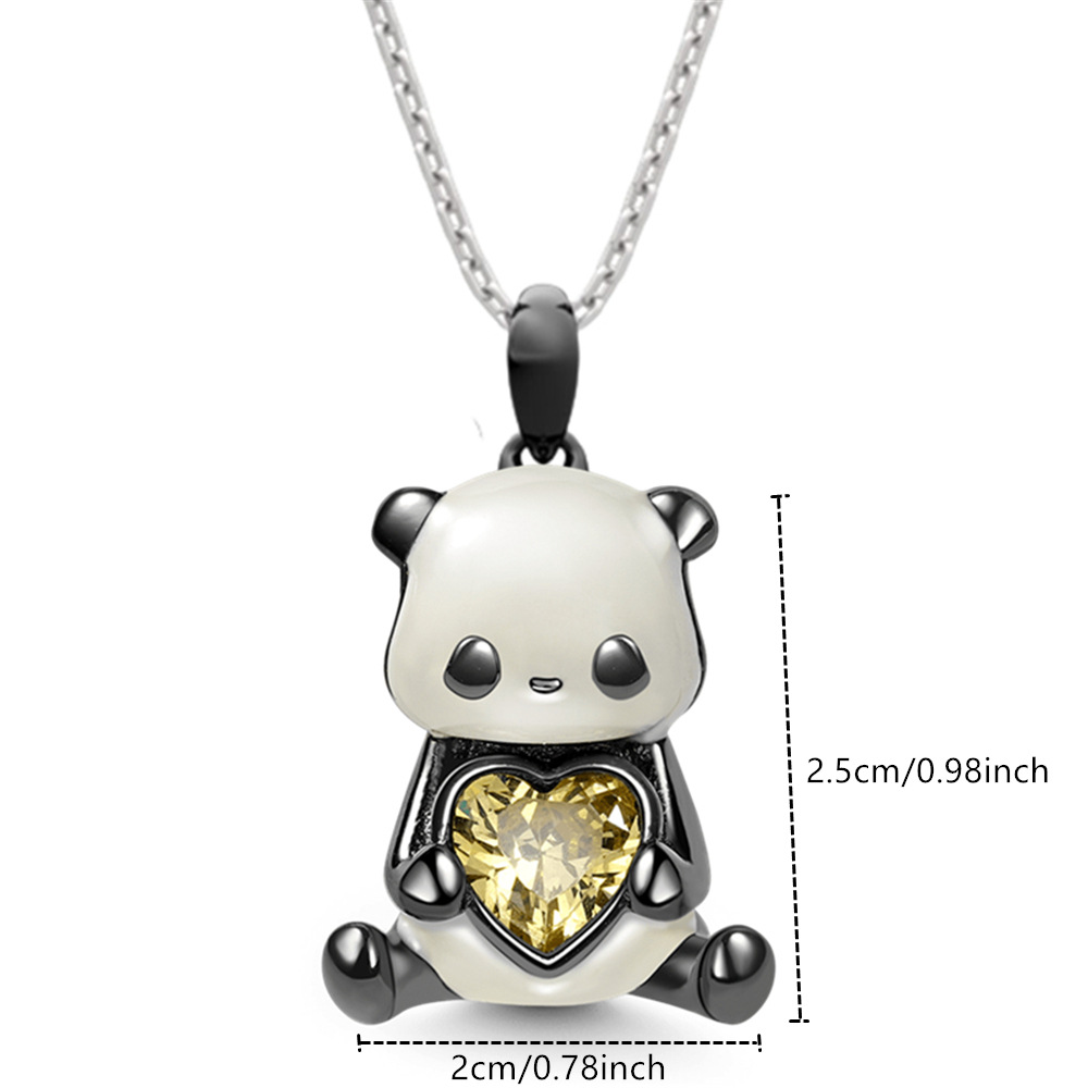 Collana con pendente a forma di panda e cuore per donna_voghion.com
