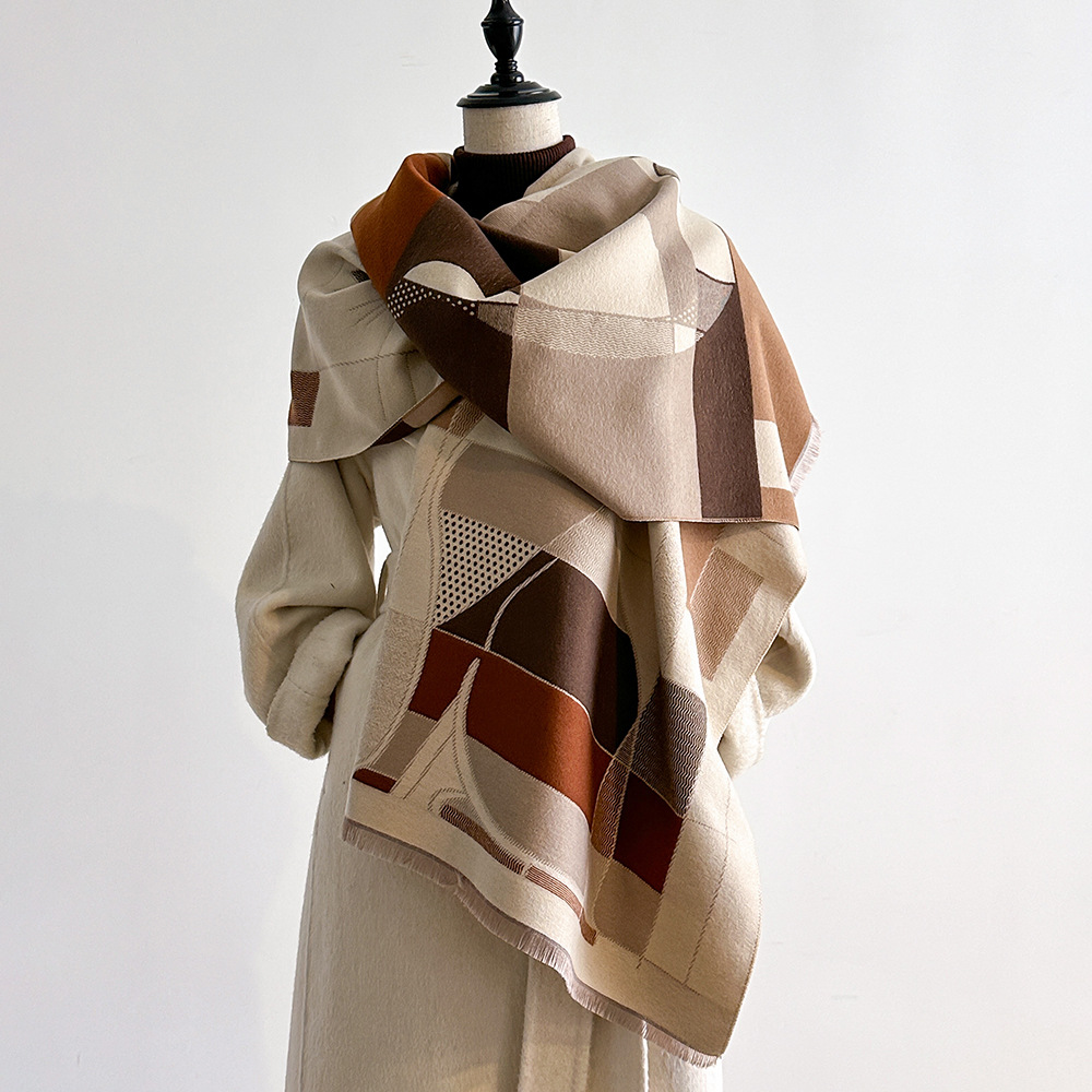 Nuevo paisaje Jacquard imita bufandas de cachemir para mujeres con aire acondicionado sala de chal de otoño y invierno grueso calentamiento largo babillo transfronterizo