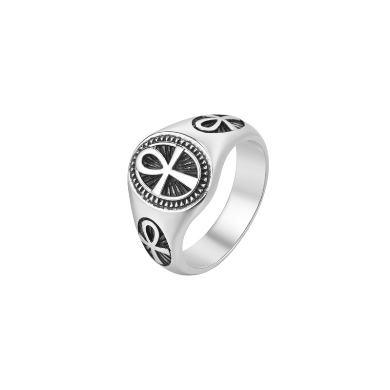 25g Weight Retro Cross 304 Stainless Steel 18K Gold Plated Men's Rings