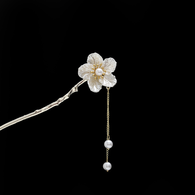 Rosa azul y blanco rhinestone flor horquilla mujeres de alto grado paso sacudida borla rizador de pelo horquilla estilo antiguo hanfu accesorios para el cabello otoño