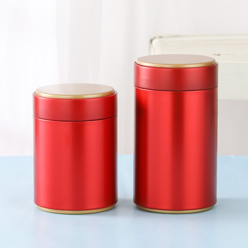 Tinplate tea can Jin Junmei round sealed 125g tea can solid color tea box with printed logo