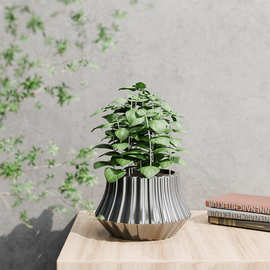 花盆陶瓷大号口径镀银轻奢办公桌面花盆摆件跨境外贸工厂批发定制