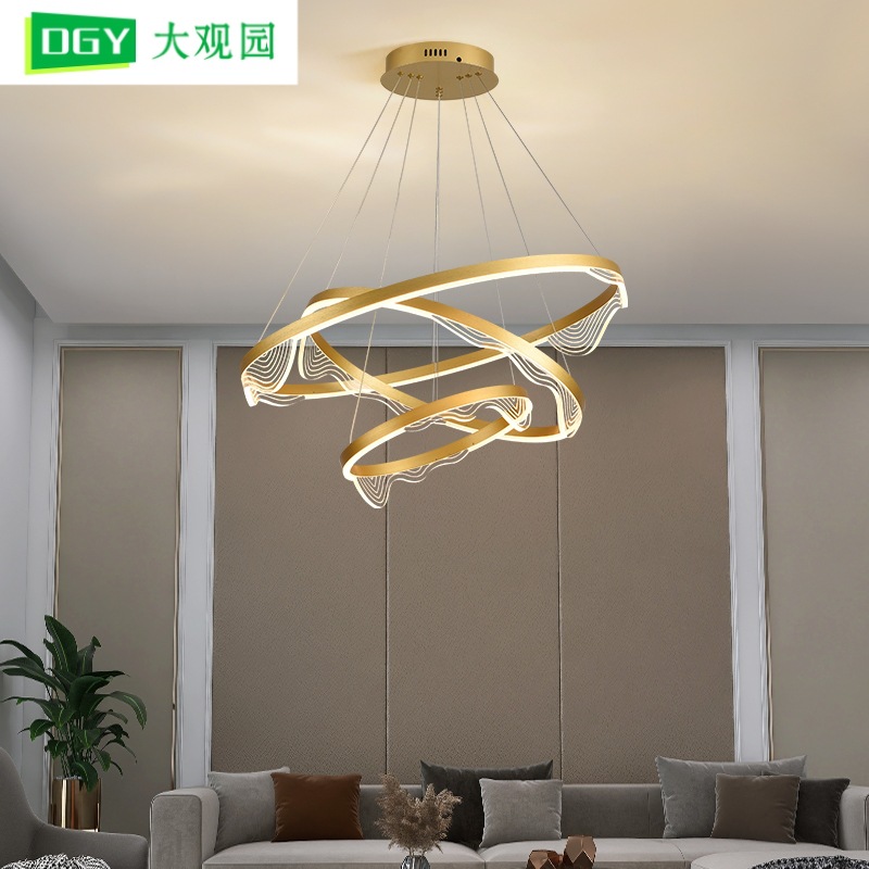 Candelabro de restaurante lámpara de sala de estar moderna simple mesa de comedor lámpara de bar lámpara de anillo de lujo ligero nórdico LED creativo 055