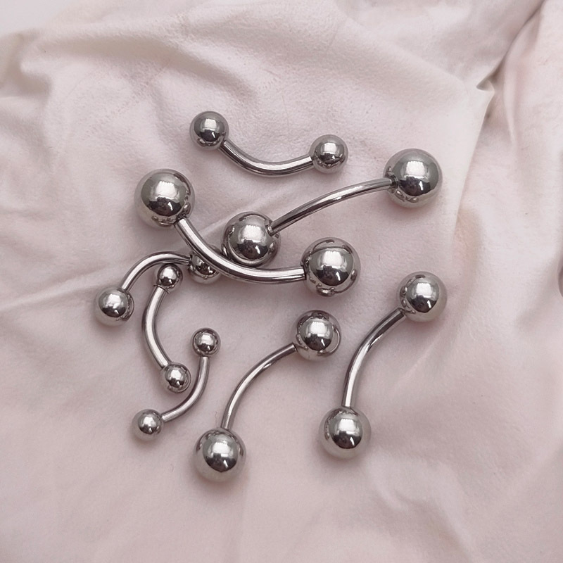 Edelstahlring, einfacher Augenbrauen-, Schlüsselbein-, Finger- und Bauchnabelpiercing, gebogener Stab_voghion.com