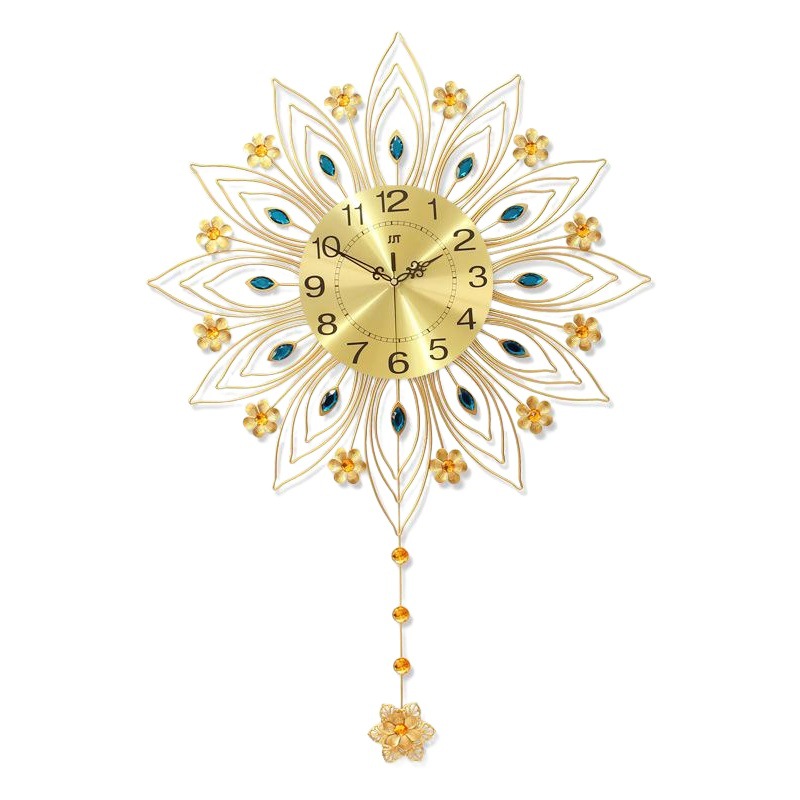 Reloj de lujo ligero de estilo europeo, reloj de pared, sala de estar, sensación de alta gama, decoración del hogar, reloj de pavo real, pared, estilo explosivo transfronterizo de Amazon