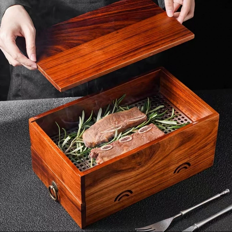 Новая коробка для стейка из цельного дерева для барбекю, ресторанная креативная нагреваемая прямоугольная копченая говядина, специальное блюдо для западной кухни, посуда