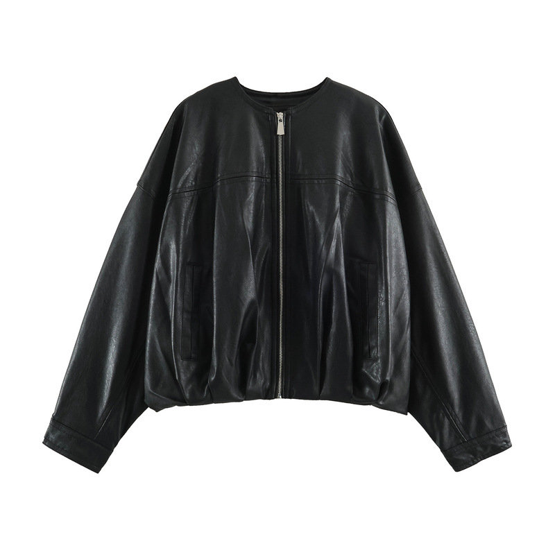 New foreign trade model in European and American style, leather-effect puff sleeve jacket 3046045 New foreign trade model in European and American style, leather-effect puff sleeve jacket 3046045