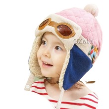婴幼儿帽子秋冬季飞行员眼镜帽韩版儿童男童女童帽护耳加绒加厚帽