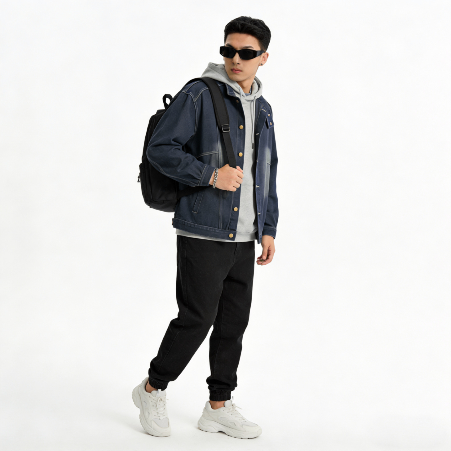 Vintage Jeansjacke Mit Stehkragen Im Retro Look Denim Unisex_voghion.com