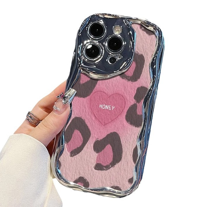 电镀粉豹纹适用苹果16pro手机壳新款iphone15promax卡通13个性17|undefined