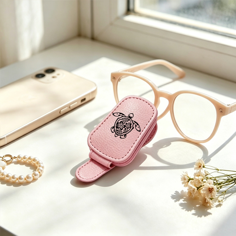 Cross-border bestseller sunglasses holder, creative car sun visor storage, pink dandelion car glasses clip