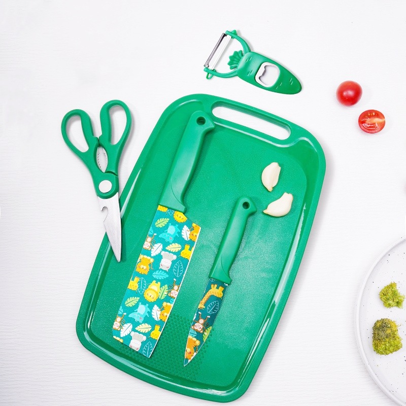 기숙사 조합 가정용 이유식 보충 칼 과일 칼 PP 도마 도마 주방 2 대 1 세트 도마