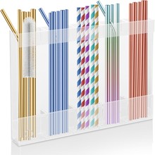 亚克力吸管架收纳盒透明吸管架展示盒防尘收纳架5格6格壁挂橱柜架