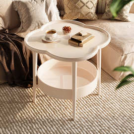 。创意边几现代简约沙发小茶几边柜奶油风桌子客厅移动置物架小圆