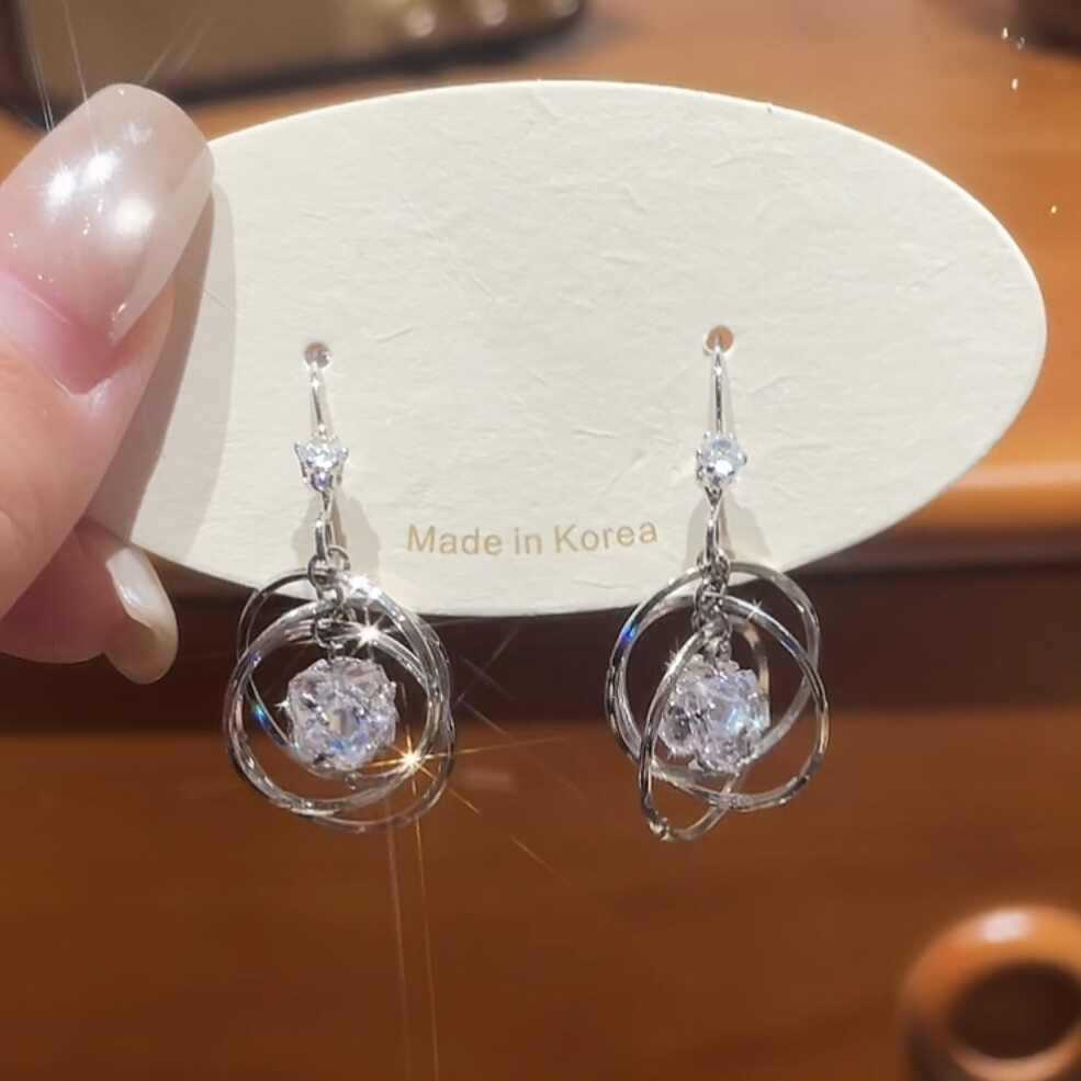 2026 nueva moda femenina alrededor de zircon gancho de orejas planetas órbita pendientes joyas temperamento pendientes joyas regalos image 2