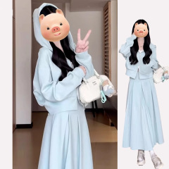 春秋穿搭配一整小香韩系风套装卫衣连衣裙子女秋冬款2025新款长裙