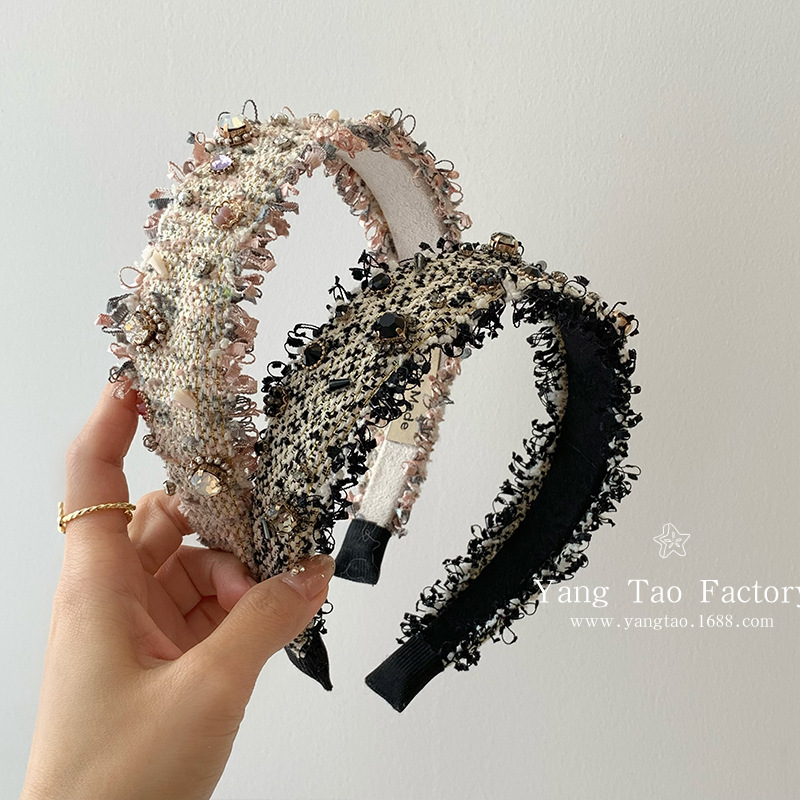 Fragrante señorita gran ventana francesa de diamante de borde ancho alto cráneo de alto nivel de cabello abrazadera de cabello de cabello de cabello de cabello de lujo delicado y ligero