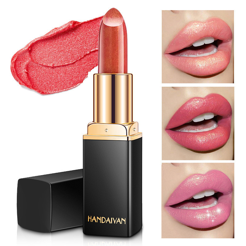 Transfronterizo termográfico lápiz labial HANDAIYAN nueve colores lápiz labial mermaid brillante metal perla oro lápiz labial color cambiante