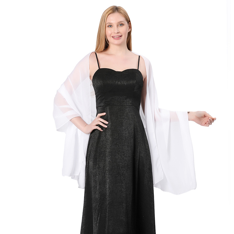 Extra Long High-Quality Solid Color Chiffon Bride And Bridesmaids, Wedding Dress, Prom, Party, Evening Shawl For Women_voghion.com