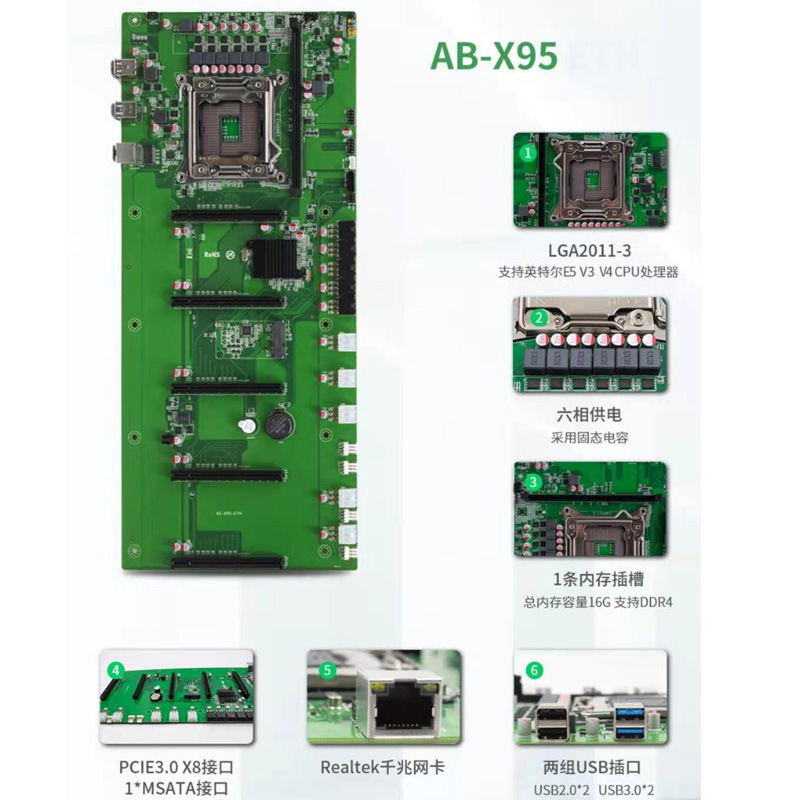 deepseek server X99 motherboard 5 card in-line with CPU quasi-system 3060 platform 30 series graphics card
