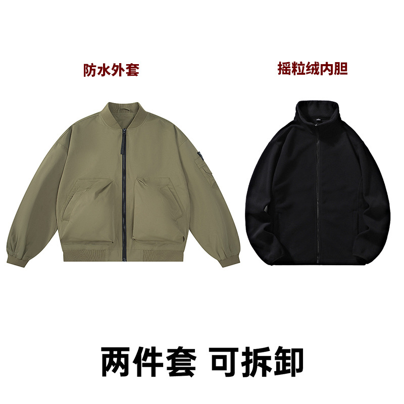 Chaqueta de invierno de hombre ligera de lujo de alto nivel de sensación de terciopelo herramienta chaqueta de béisbol transfronteriza chaqueta de piloto de terciopelo personalizada image 13