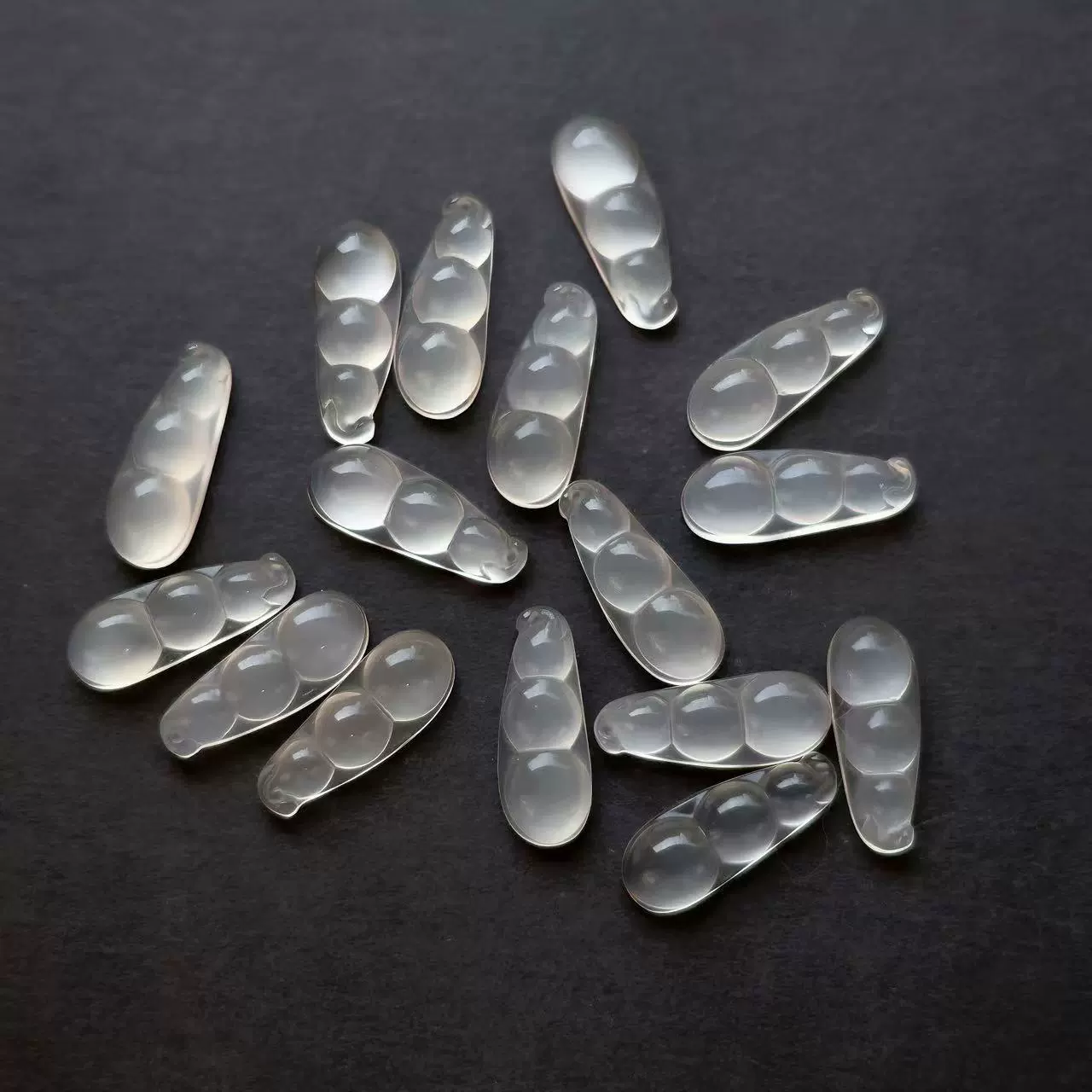 Натуральный халцедон, личи, желе, белый агат, высокий ледяной сорт, боб удачи, ледяной прозрачный боб, кулон, ювелирные изделия своими руками с камнем, оптовая продажа с фабрики