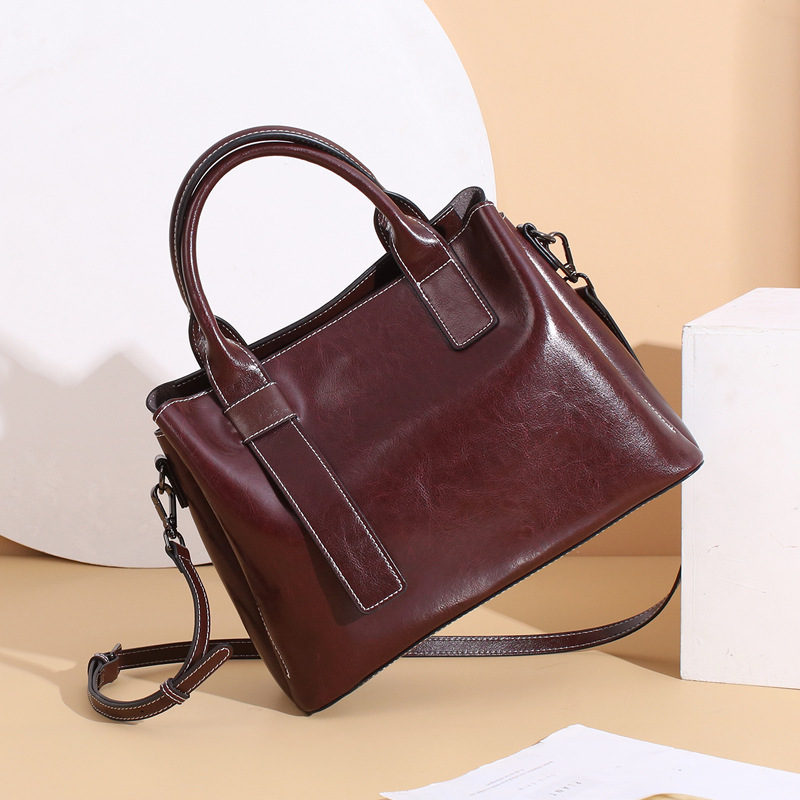 라이트 럭셔리 패션 대용량 가죽 여성 가방 고급 센스 카우가죽 토트 어깨 크로스 바디 핸드백 해외 무역 라이브