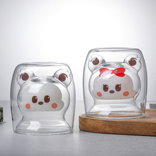 卡通玻璃双层杯创意家用透明喝水杯子牛奶果汁咖啡杯早餐杯泡茶杯