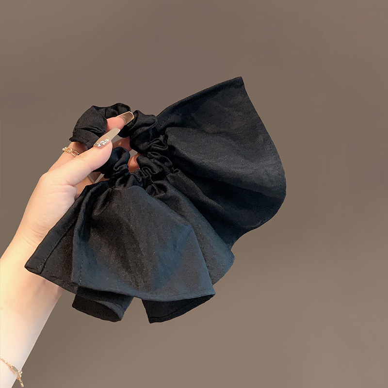 Simple Korean Style Elegant Black Fabric Fat Sausage Circle Fashion Western Style Skirt Hair Rope Hair Accessories New Style Hair Circle for Women