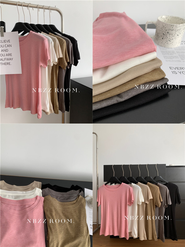 39.1% Lyocell 6.9 Mulberry Silk High-Quality Soft Short-Sleeved T-Shirt Women's Pure Color Slim Inner Top 2025 Summer
