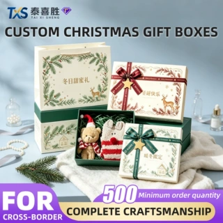 Custom Christmas Box Foil Embossed Handle Luxury Packaging