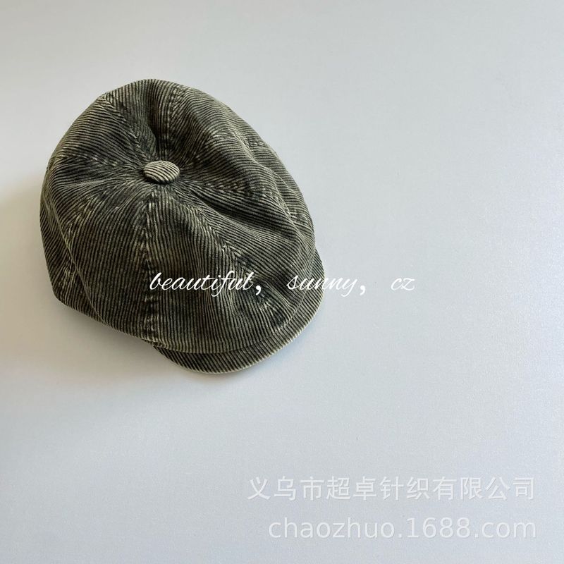 妥妥的秋冬范儿灯芯绒显白显瘦气质有个性成人儿童八角帽|undefined