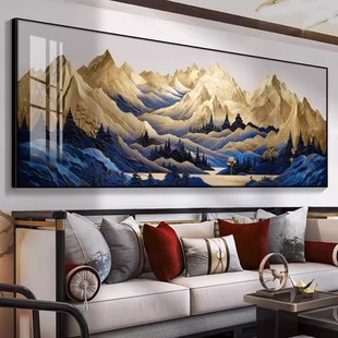 靠背金山新中式山水画客厅装饰画大气办公室挂画沙发背景墙壁画-阿里巴巴