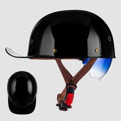 Helmet, New National Standard 3C Certification, Motosiklet kaskı (dəbilqə) - rw03s-bright-black-with-blue-lenses-m-size-53-54cm