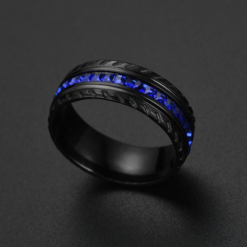 Gabe Jewelry is in stock and available for sale on platforms. Fashionable and creative black wheel blue diamond ring_ipsvogv.com