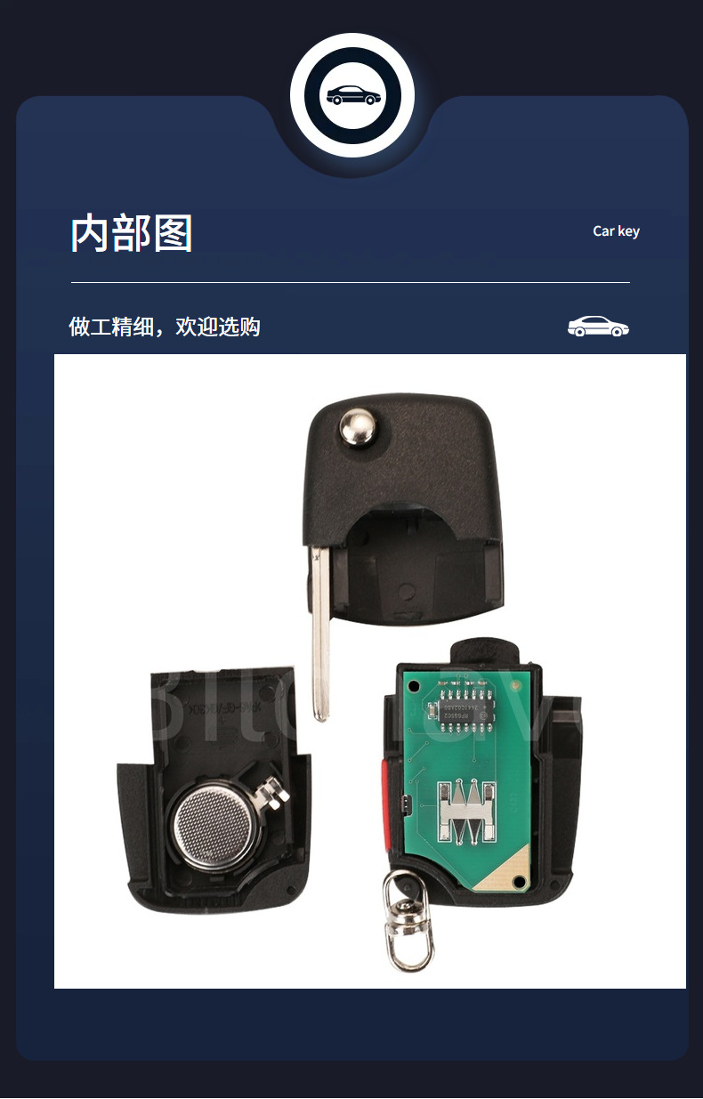 1J0959753F is suitable for 3+1 button Volkswagen folding remote control car key 315mhz ID48 chip