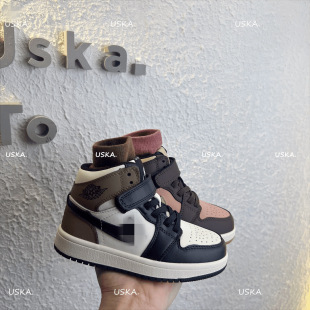 2025 Spring and Autumn New Boys High-Top Basketball Shoes Children's Sports Shoes Girls Trendy Brand Shoes Breathable Anti-Slip Baby