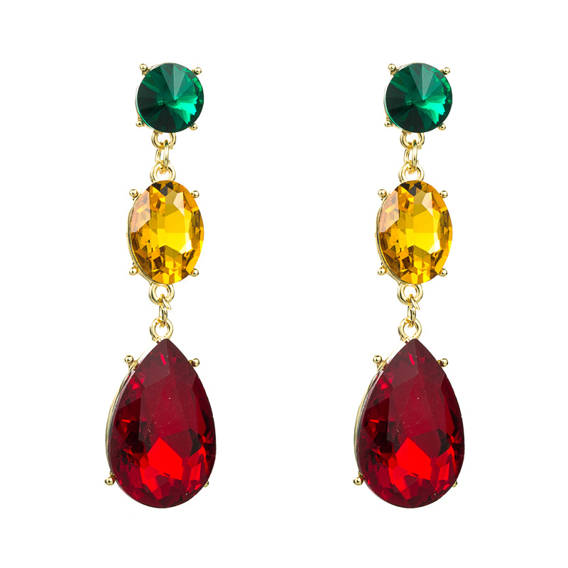 Fashion Style Fashion Geometric Diamond Alloy Artificial Gemstones Earrings