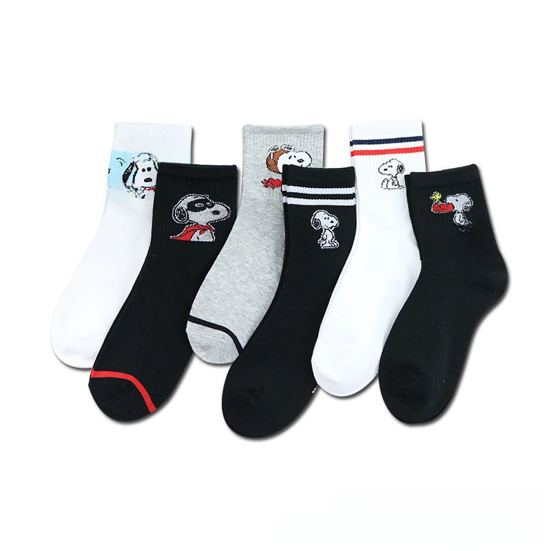 Nuby, spring white cartoon black brand knee socks, mid-length