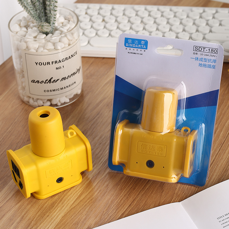 Manufacturer's new high-power indicator light socket construction site wiring plug-in floor mop integrated plastic-coated engineering plug-in