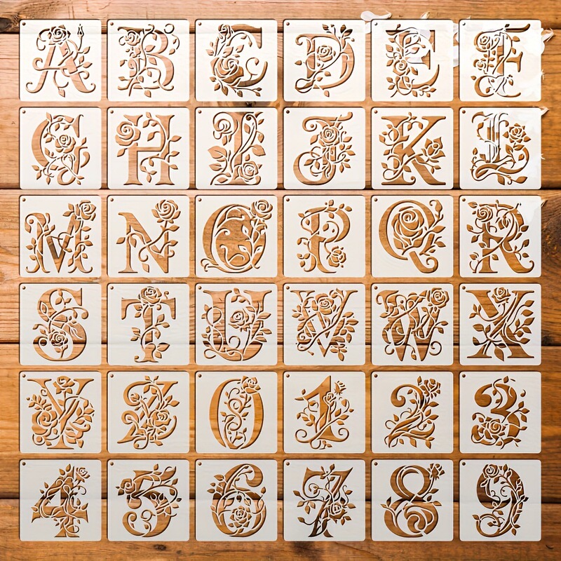 クロスボーダー Amazon 26 花の数字と文字の絵画中空テンプレート DIY テーマペット壁画スプレー印刷|undefined