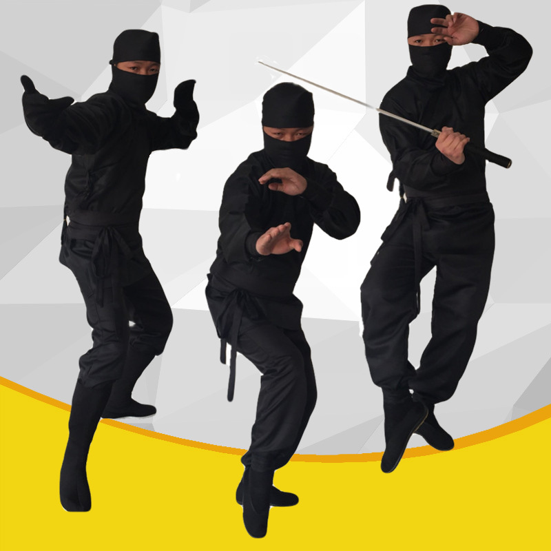 Masked Costume Assassin Night Ninja men and women Black people Martial Arts Robber Bandit Warrior costume