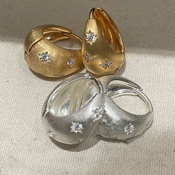 Matte fashionable universal earrings with zircon